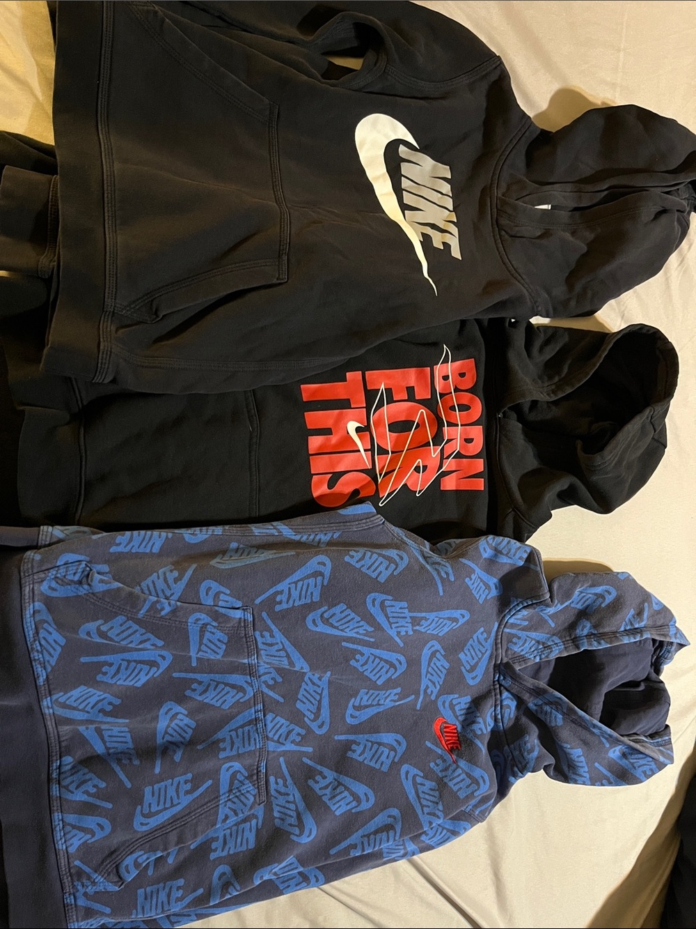 Nike Kids Black, Red & Navy Lot of 3 Hoodies with Red Accents Medium and Large